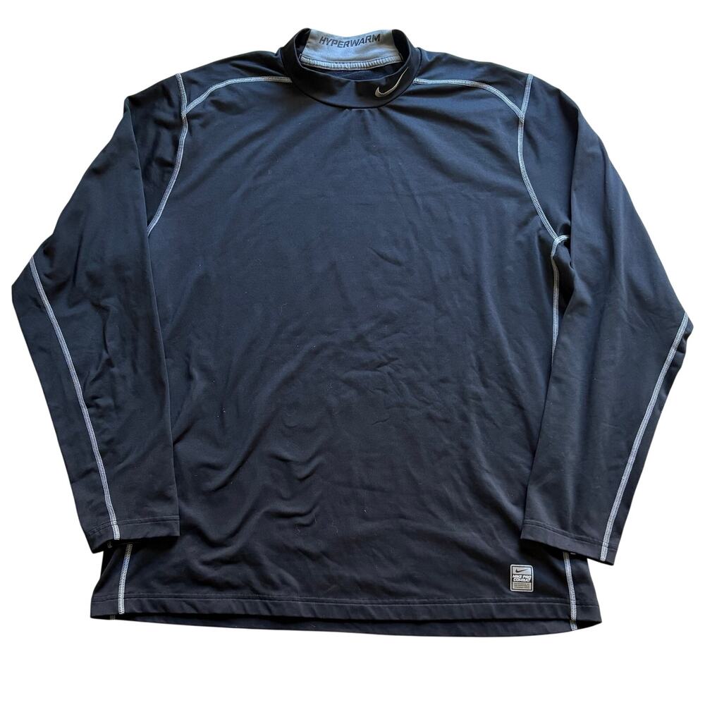 Nike Pro Combat Hyperwarm Dri-Fit Fitted Long Sleeve Black Long Sleeve Base 2XL